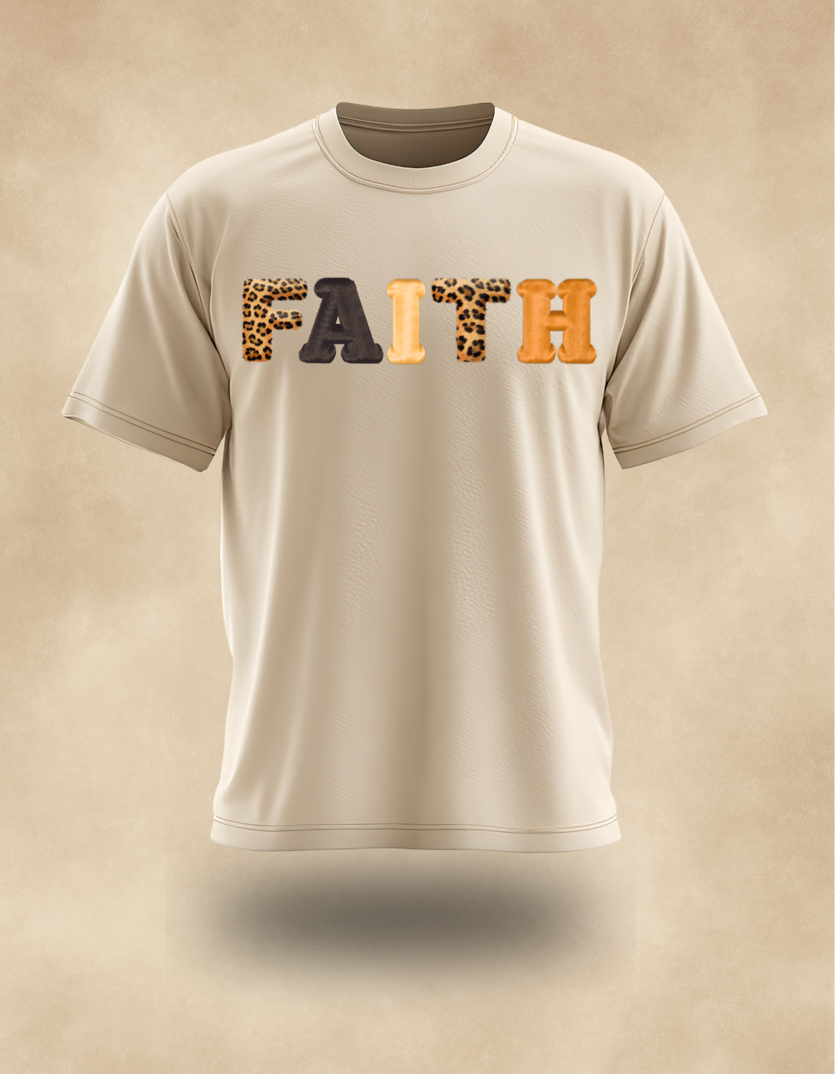 FAITH Fall T-shirt - Leopard Letter Design