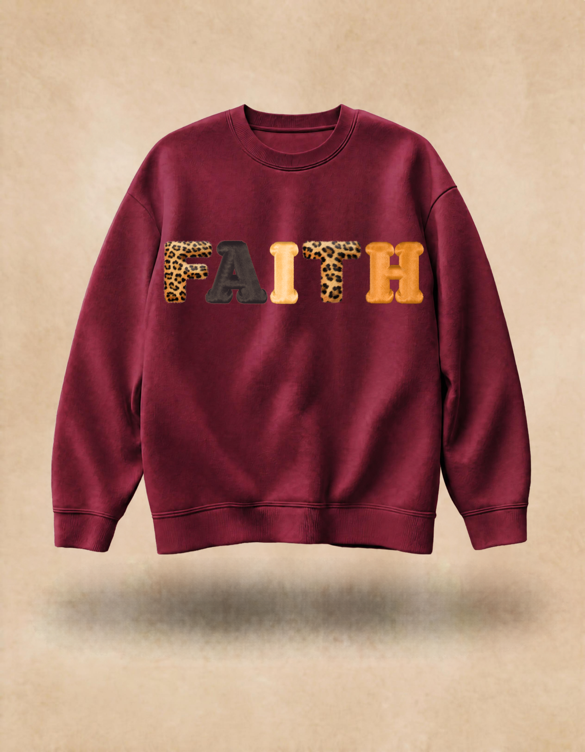 FAITH Fall Sweatshirt - Leopard Letter Design