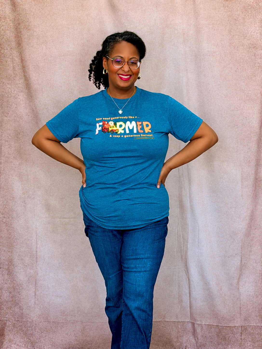 Joyful Harvest FARMER T‑Shirt – Scripture Inspired