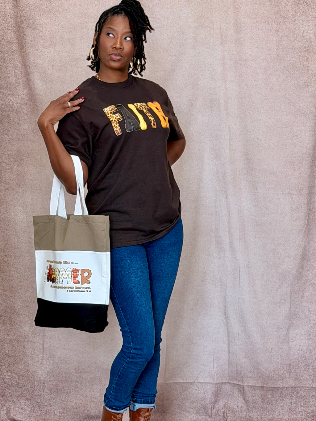FAITH Fall T-shirt - Leopard Letter Design
