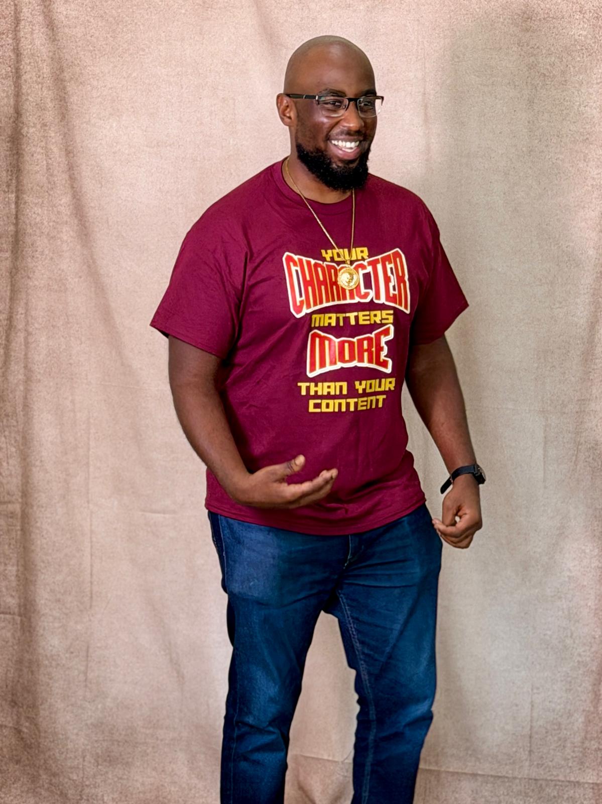 Character Matters More Tee (Red print) – Christian Streetwear