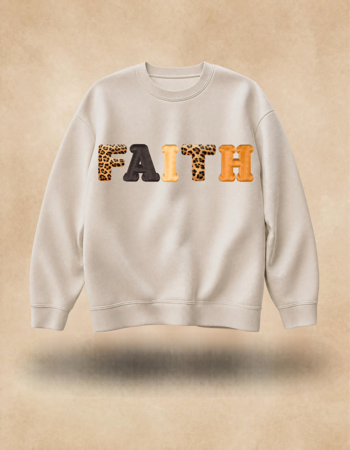 FAITH Fall Sweatshirt - Leopard Letter Design