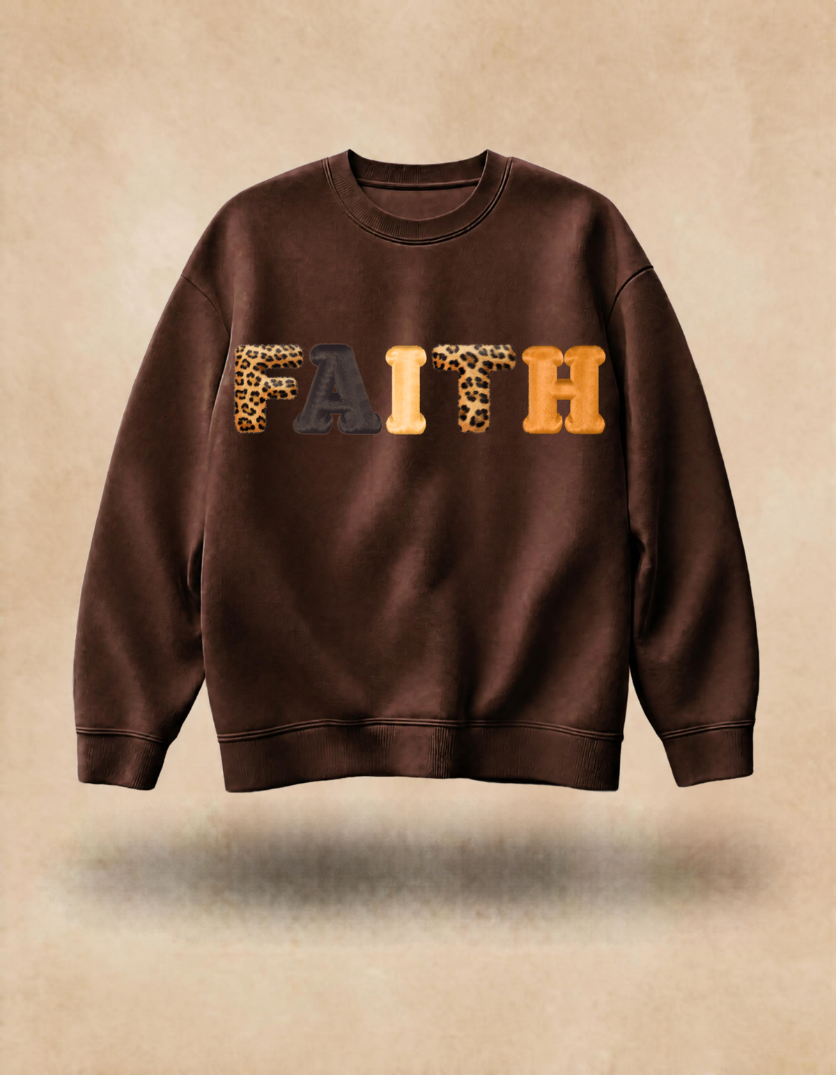 FAITH Fall Sweatshirt - Leopard Letter Design