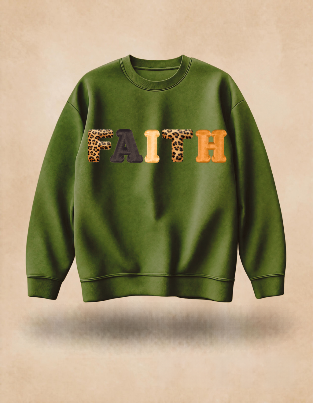 FAITH Fall Sweatshirt - Leopard Letter Design