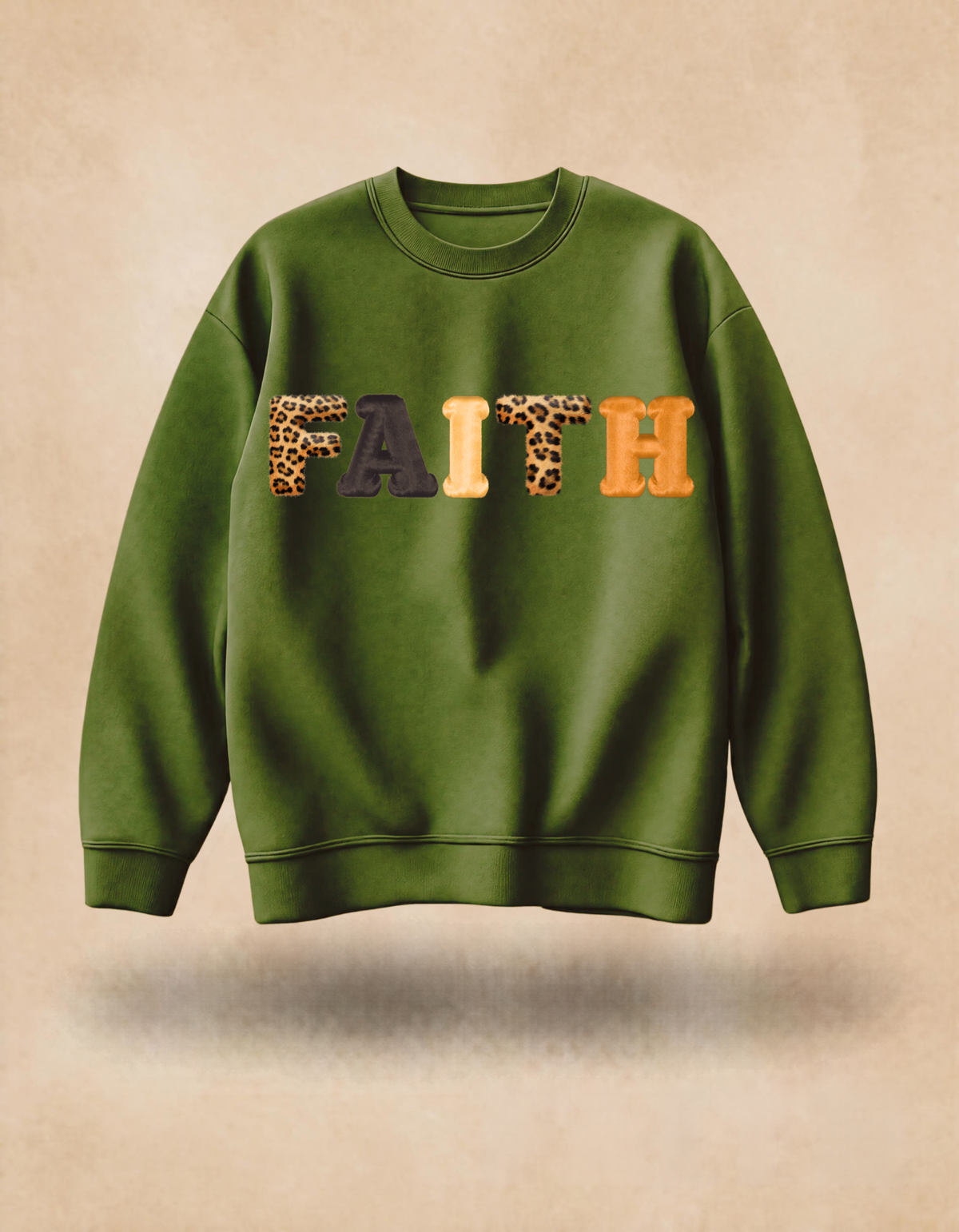 FAITH Fall Sweatshirt - Leopard Letter Design