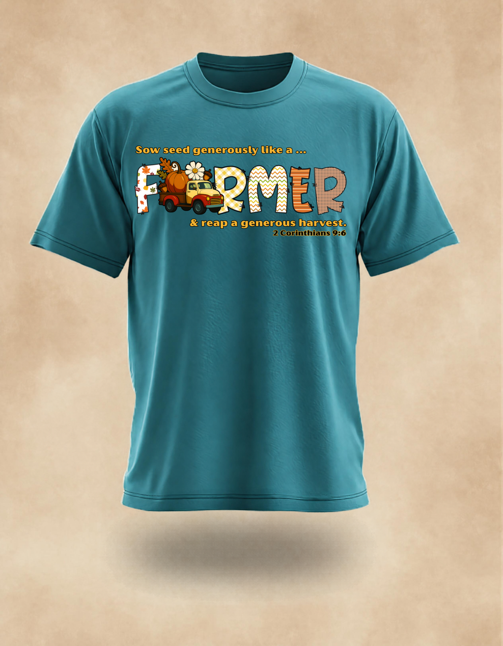 Joyful Harvest FARMER T‑Shirt – Scripture Inspired