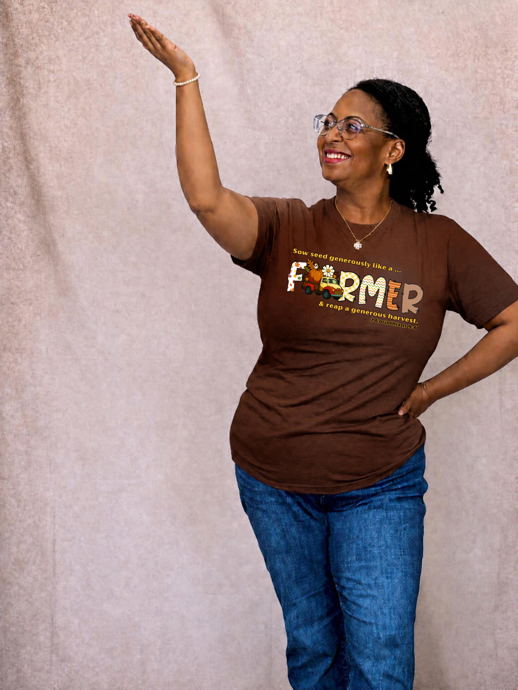 Joyful Harvest FARMER T‑Shirt – Scripture Inspired